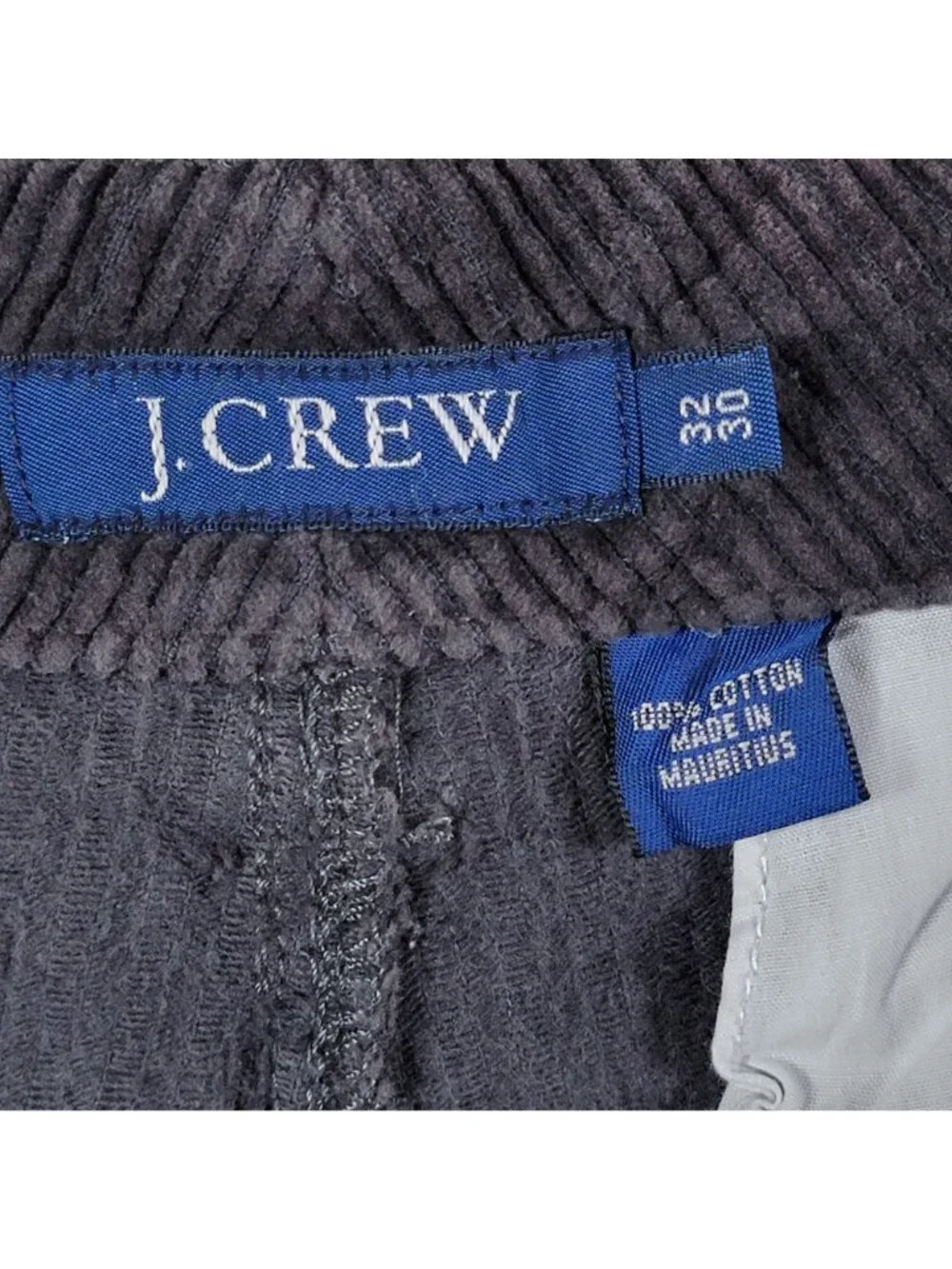 J. Crew Mens Gray Preppy Y2K Relaxed Fit Corduroy Button Fly Cargo Pants 32x30